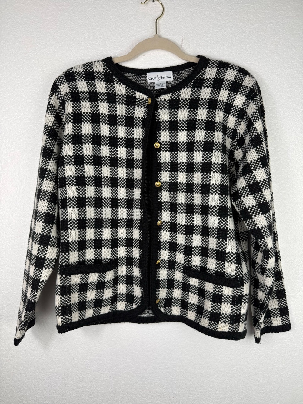 Croft & barrow Vintage Checkered Sweater Buffalo Plaid cardigan size S